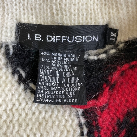 I.B. Diffusion Cardigan Sweater Abstract Womens MOHAIR Wool Shawl Collar 1X Plus - Picture 3 of 5